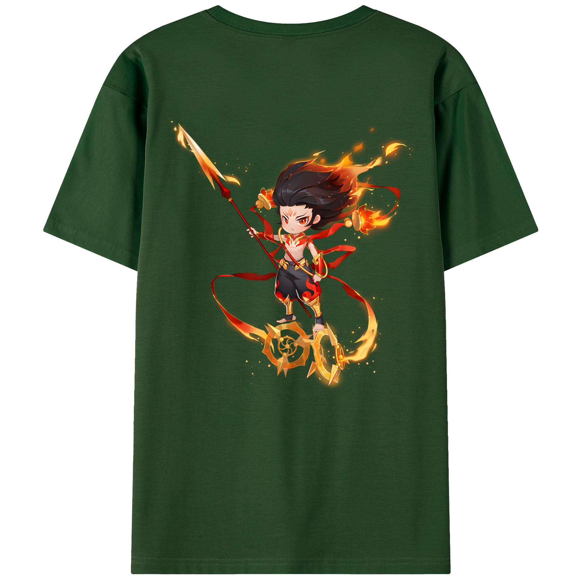 （画像用） Ne Zha 2 ナタ 魔童の大暴れ 綿100％半袖Tシャツ（背面プリント）